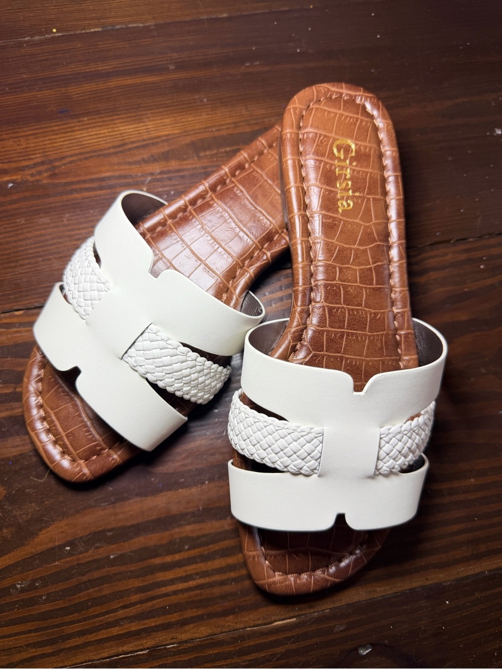 White Braided Dressy Flat Sandals